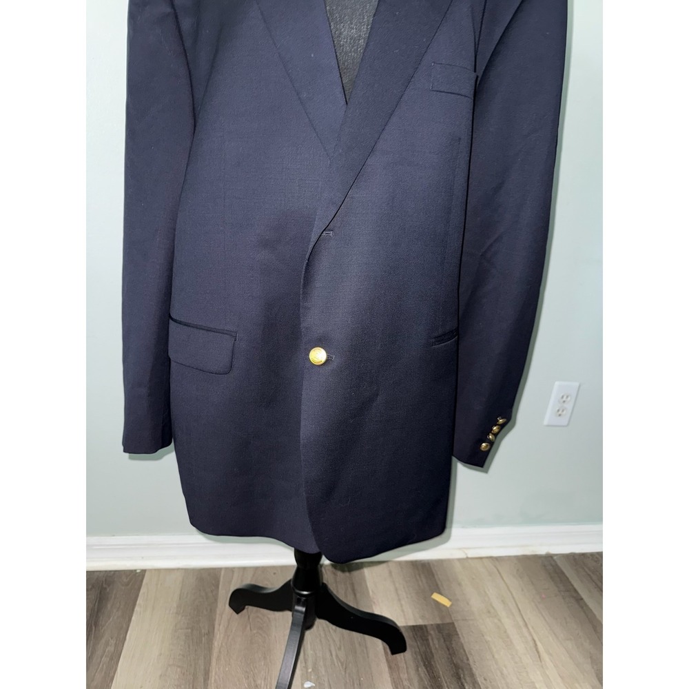 CHAPS Navy Blue Blazer Gold Buttons Classic Business Professional Office, Exc.